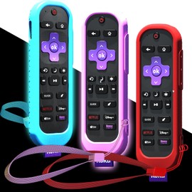 3Pack Cover for Roku Voice Remote Pro (2nd Edition), Case Compatible with Hisense TV Controller, Silicone Sleeve for TCL Smart TV Control Holder Glow in The Dark Purple Blue Red