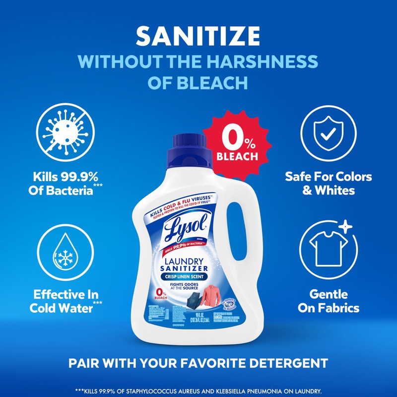 Lysol Laundry Sanitizer Additive, Bacteria-Causing Laundry Odor Eliminator, Detergent Additive,