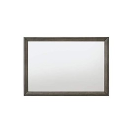 Yardlio Mirror, Gray Oak - Rectangular Landscape Mirror with Wooden Trim Frame, 3mm Thick Non-Beveled Edge