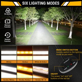 Auxbeam 7 Inch LED Light Bar, 300W 6 Modes Amber White Offroad Lighting, LED Driving Spot Work Light Pod with Wiring Harness for Trucks Car Pickup ATV Jeep Boat Golf Cart(Pack of 2)