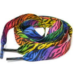 SKANKY HOOPS 1 PAIR SAFARI MULTICOLOR ZEBRA PRINT FASHION SHOELACES 14MM SKANKY HOOPS