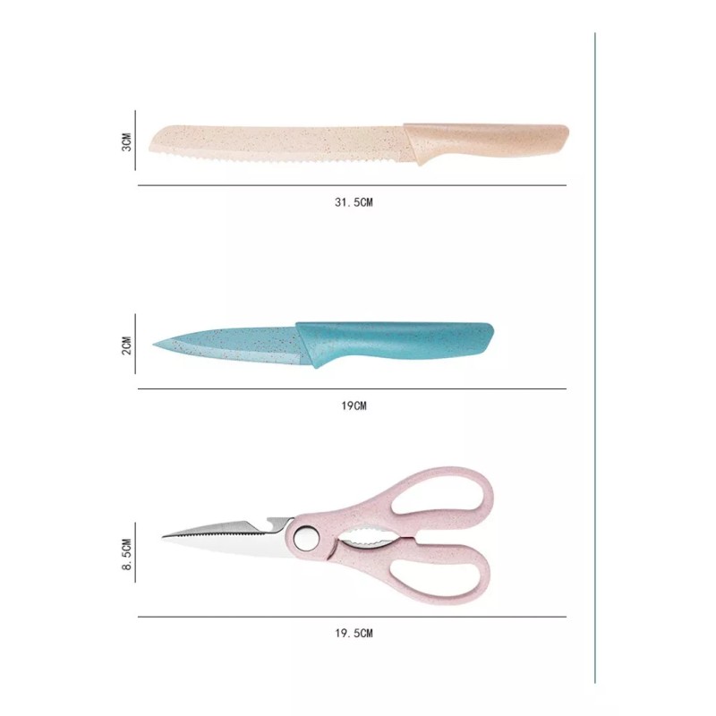 KH Cuchillos Set De 6pz Color Pastel Tijeras Cocina Regalo