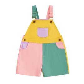 Kids Toddler Boys Girls Denim Dungarees Shorts Color Block Sleeveless Overalls Shortalls Baby Summer Clothes Outfits (Light Pink, 18-24 Months)