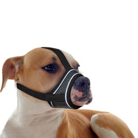 Black Dog Muzzle, Breathable Comfortable Mesh Muzzle for Dogs, Dog Training Muzzle, Anti-Biting, Anti-Barking, Anti-Chewing, Adjustable with Reflective Strap XS