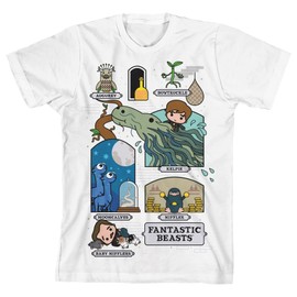 Fantastic Beasts Magical Creatures Chibi Art Toddler Boy's White T-shirt-4T