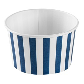 Restaurantware Coppetta 5 Ounce Dessert Cups, 50 Disposable Ice Cream Cups - Lids Sold Separately, Sturdy, Blue And White Paper FroYo Bowls, Striped, For Hot And Cold Foods, Perfect For Gelato