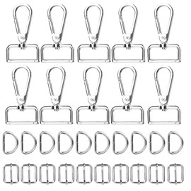 30pcs Lobster Claw Clasps for Keychains, Lobster Clasp 1/2 Inch Metal D Ring Swivel Clasp Purse Hardware for Bag Making, Keychain Clip Swivel Hooks D Rings for Purse Keychain Hooks for Purse Making