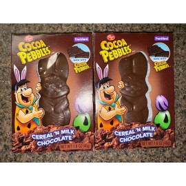 Post Cocoa Pebbles Cereal 'N Milk Chocolate Easter Bunny 1.6 OZ X2