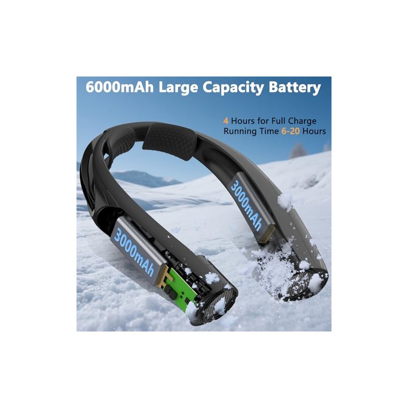 Enituo Portable Neck Fan - Hands-Free, Rechargeable, 6 Speeds