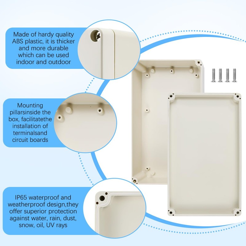 ADERTOS 2 x Plastic Housing IP65 Waterproof Junction Boxes Distribution