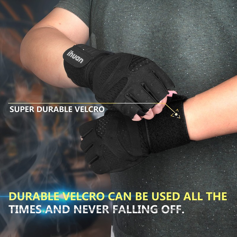 ihuan (X-Small) Ventilated Weight Lifting Gym Workout Gloves with Wrist