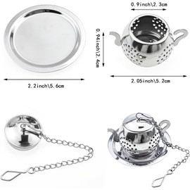 2 Pack Stainless Steel Tea Kettle Tea Infuser for Loose, Tea Strainer with Lid and Drip Tray Reusable Loose Leaf Tea Steeper Stainless Steel for Natural Tea and Coffee