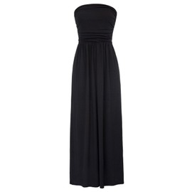 GRACE KARIN Women Strapless Tube Dress Casual Loose Ruched Maxi Dress with Pockets Black