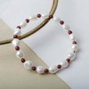 Red Garnet Beads Mixed Cultured Freshwater Baroque Pearl Stretch Bracelet