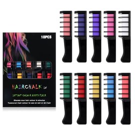 Festive Fun Hair Chalk CombsInstant Hair Color Comb,Washable & Temporary Hair Color Dye for All Ages, Hair DIY Perfect for Birthday Party Christmas Gifts New Year (10 Vibrant Colors)