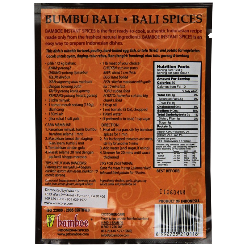 Bamboe Bumbu Bali Spices, 1.7-Ounce (Pack of 12)