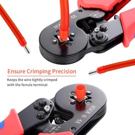 Ferrule Crimping Tool Kit, Hibisaws 0.25-10mm² Self-Adjustable Ratchet Bootlace Crimper Plier Set with 1250 Wire End Ferrule Connectors, Ideal for DIY Electrical Repair and Cable Crimping