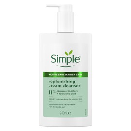 Simple Replenishing Cream Face Cleanser Suitable For Even The Most Sensitive Skin Cream Cleanser with 11% Ceramide Boosters and Hyaluronic Acid 240 ml