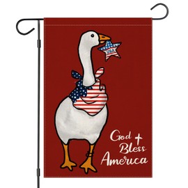 EKOREST Patriotic Garden Flags 12x18 Inch Double Sided, Patriotic Funny Goose GOD BLESS AMERICA Small Summer Decoration for Farmhouse Holiday Yard Independence Day,Memorial Day Outdoor Decor