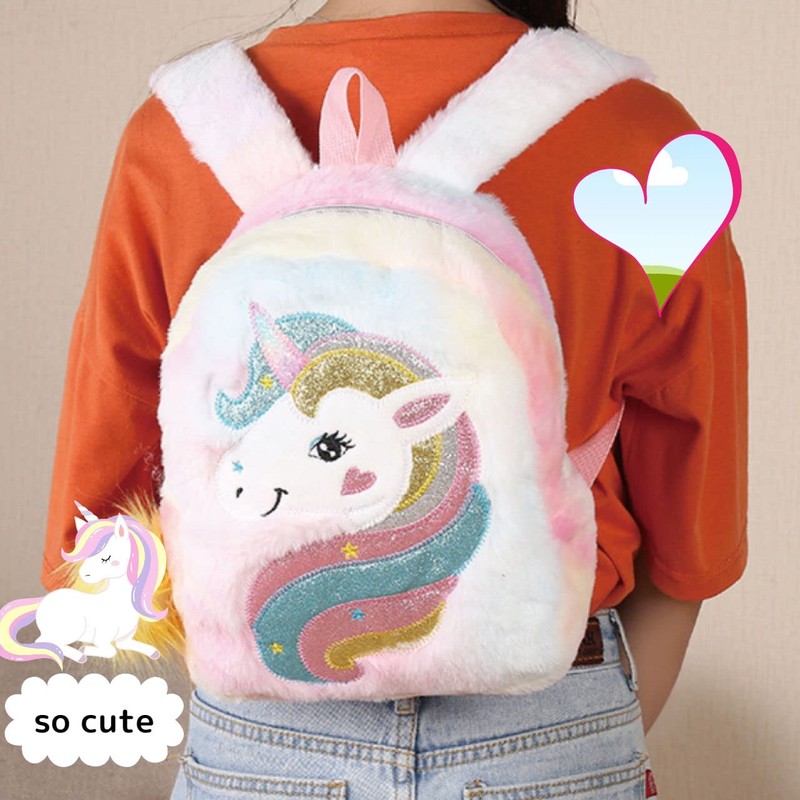 RERACO Unicorn Backpack, Rucksack, Kids, Girls, Plush Bag, Rainbow, Cute,