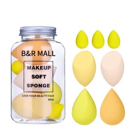 B&R MALL Beauty Blender Set (Yellow) Luxury 7-Piece Microfiber Makeup Sponge Set: Buildable Coverage for Liquid & Cream Foundation - Achieve a Natural, Airbrushed Finish - Foundation Sponge
