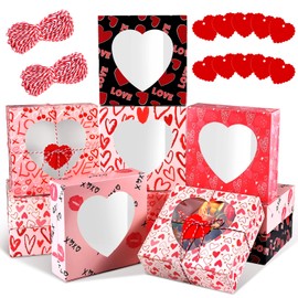 30 Pcs Valentines Day Cookie Boxes with Window 8 x 8 x 2.5 Inch Valentine's Treat Boxes Bakery Candy Cupcakes Desert Container for Pastries Packaging Wedding Party Supplies Gift Giving (30)