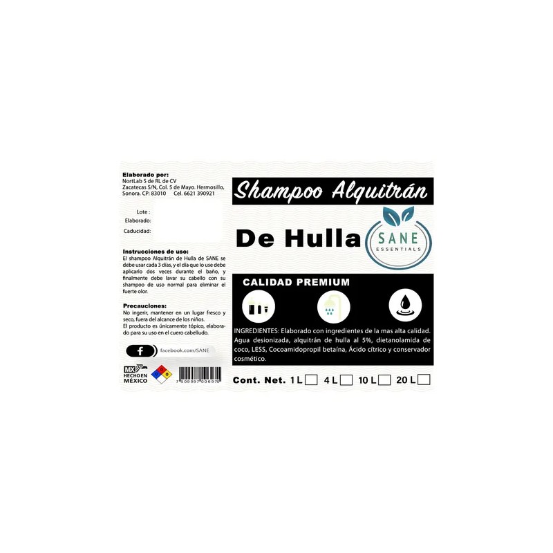 Shampoo Alquitran De Hulla Sane Anticaspa 5 Lt
