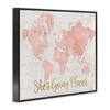 Stupell Industries She's Going Places Quote Pink Watercolor World Map,