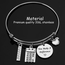Jewelry For Teachers Women Bracelet Best Math Lovers Retirement Make A Difference Adults Mathematical Gifts Mathematician Math Bracelet