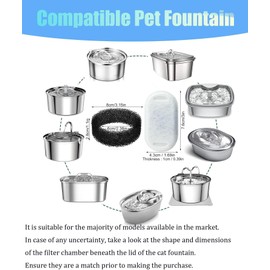 Cat Water Fountain Filters, Cat Fountain Filters Replacement for 3.2L& 2L Pet Water Fountain, Three-Layer Filtration Replacement Filters for Adjustable Water Flow Pet Water Fountain (16+16)