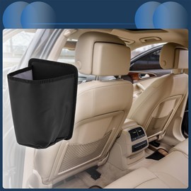 INFINAUTO Car Trash Can Front Seats 6.7" Length 4.7" Width 9.8" Height Auto Trash Bin Faux Leather Black Hanging