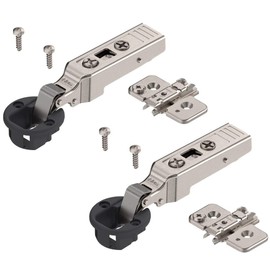 Gedotec Glass Door Hinge Pot Hinge Corner Stop for Glass Doors | Blum Hinge 75T4100 with Automatic Closing | Clip Top Furniture Hinge with Mounting Plate | Pack of 2 Pot Hinges 94° for Glass Showcases