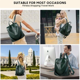 Puwuzixi Women Backpack Waterproof Anti-Theft Lightweight PU Fashion Travel Multipurpose Convertible Purse Shoulder Bag Handbag Backpack（Green）