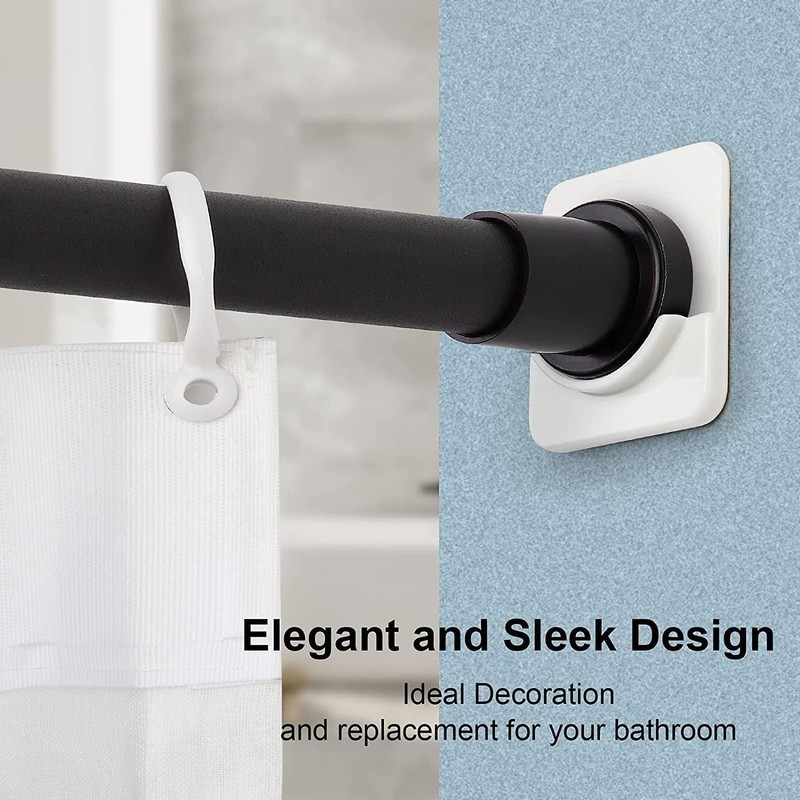 ICERO Adhesive Shower Curtain Rod Holder | No Drilling, Sticking