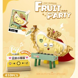 MEIEST Mini Fruit Party Building Blocks Set,Cute Fruit Rock Band Collection Construction Building Bricks Toy,Hip-hop Style Home Decor (Durian)
