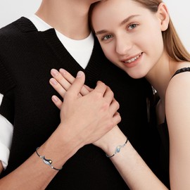 OHAYOO Yin Yang Partner Bracelets Made of 925 Sterling Silver - Symbol of Eternal Connection | Matching Bracelets for Couples & Best Friends