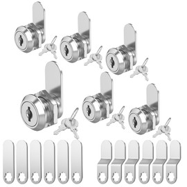 Hecfu 6 Pcs Cabinet Locks with Keys, 5/8" Cam Locks keyed Alike, RV Lock for Storage Compartment Door Cabinets Drawer Toolbox Lock, Zinc Alloy