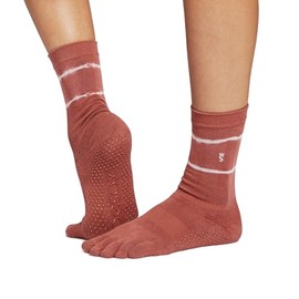 toesox Women's Grip Crew Socks - Non Slip Crew Full Toe for Yoga & Ballet, Climb, Small