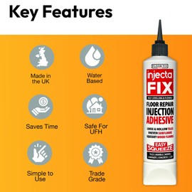 Injectafix Easy Squeeze - Flexible Strong Adhesive to Fix Floors and Repair Loose & Hollow Tiles, Wood, LVT & Laminate Self-Levlling No Gun Necessary