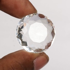 REAL-GEMS White Topaz 84.50 Ct Round Shaped Healing Crystal