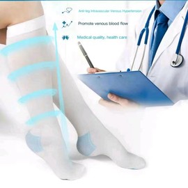 Voeveg Anti Embolism Ted Hose Compression Stockings Women Socks Men 15-20 Mmhg Knee High Medical Grade Support Thin Open Toe Varicose Veins Edema Post Surgery Compression Socks Women Plus Size S