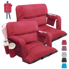 Stadium Seats with Back Support,Wide Stadium Chairs with Back and Cushion, Sofa Style Stadium Seats, 6 Reclining Positions, Extra Thick Bleacher Seat for Sports Events (Red-1 Pack, Wide|22.5")