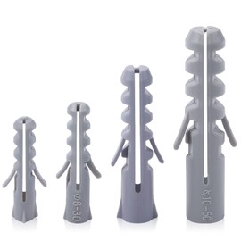 140Pcs Wall Plugs Set, Leryati Gray Plastic Column Expansion Pipe, 5 6 8 10MM Raw Plugs Fastener Kits, 4 sizes Heavy Duty Expansion Nylon Raw Plug for Plasterboard Walls, Hollow Walls and Dry Walls