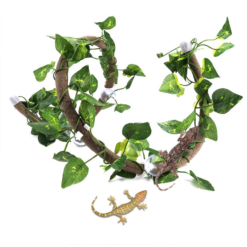 Reptile Climbing Branch Flexible Jungle 3.28ft Rattan 1Pc Vine(3.28ft Rattan+Scindapsus