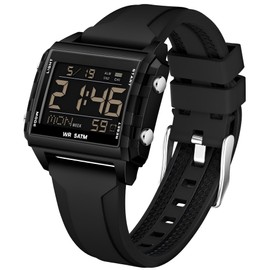 Digital Sports Watch Rectangular Outdoor Waterproof Watch Transparent Large Number Luminous Numbers with Chronograph Stopwatch Alarm Multifunctional Digital Watch for Men and Women Colourful Unique