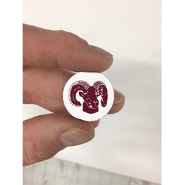 Ram Award Decals Goat BillyGoat Mountain Goat Horns Thick Premium 20 Mil Vinyl 1-1/8" Diameter (100 Decals) Stickers, Football, Baseball, Softball, Lacrosse, Hockey