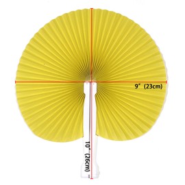 Bestage 12 Pieces Paper Fans,Yellow Bulk Folding Foldable Hand Handheld Fans Wedding Decorations Round Shaped Accordion Fans with Plastic Fan Handles for Wedding Birthday Guest Party Favors DIY
