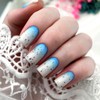 SINHOT Square Press on Nails Medium - Blue White Ombre