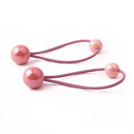 Fesanla 2pcs Hair Bands Ball Ponytail Holder Hair Accessories Rubber Band Hair Ornaments for Toddlers Girls (Dark Pink)