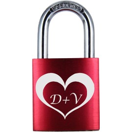 ♥ Love Goals Engraved Love Padlock with Engraving | Individual | Ideal Gift for Lovers & Couples | High-Quality Gift Packaging | Lock with 2 Schlüssln | Anodised | M024. Green, Blue, Red & Purple, red